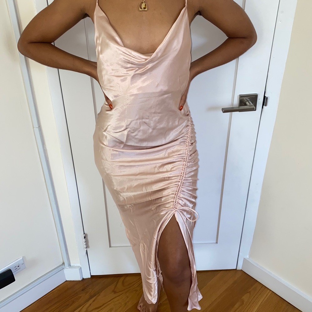 Zara blush satin dress